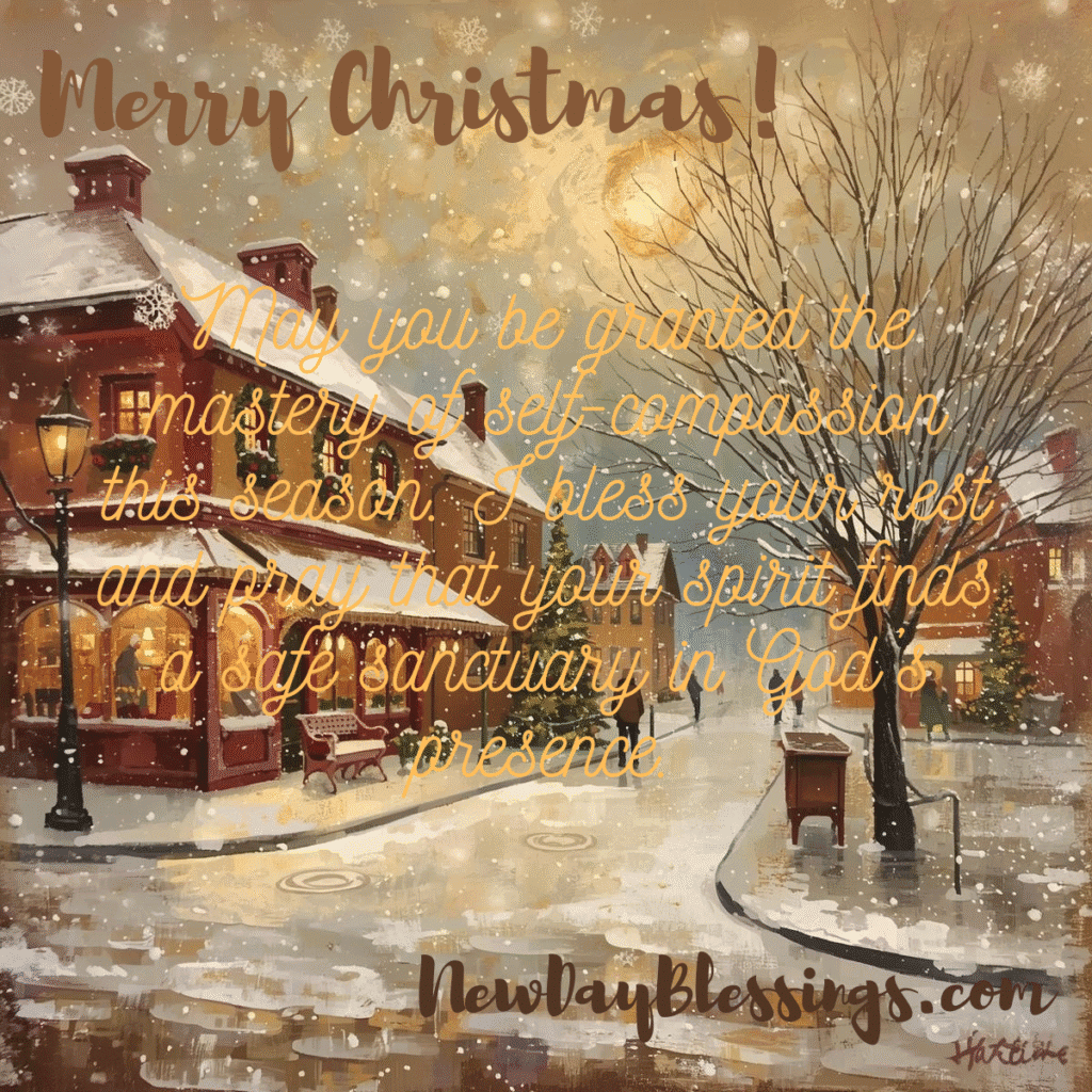 May you be granted the mastery of self-compassion this season. I bless your rest and pray that your spirit finds a safe sanctuary in God’s presence. Christmas Blessings for Strength and Healing